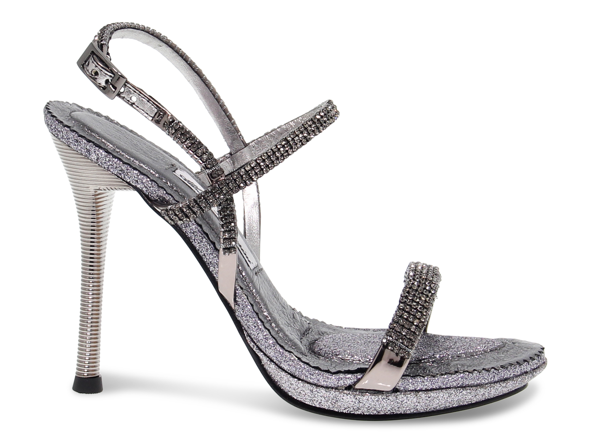 Heeled sandal Alberto Venturini GIOIELLO in gunmetal crystal
