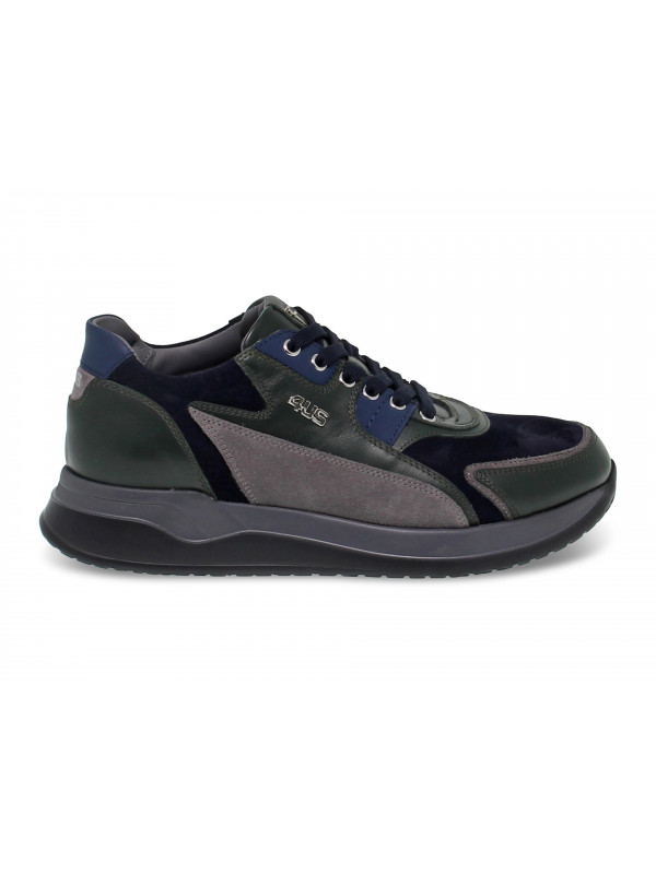 Sneakers Cesare Paciotti in camoscio e pelle blu e verde