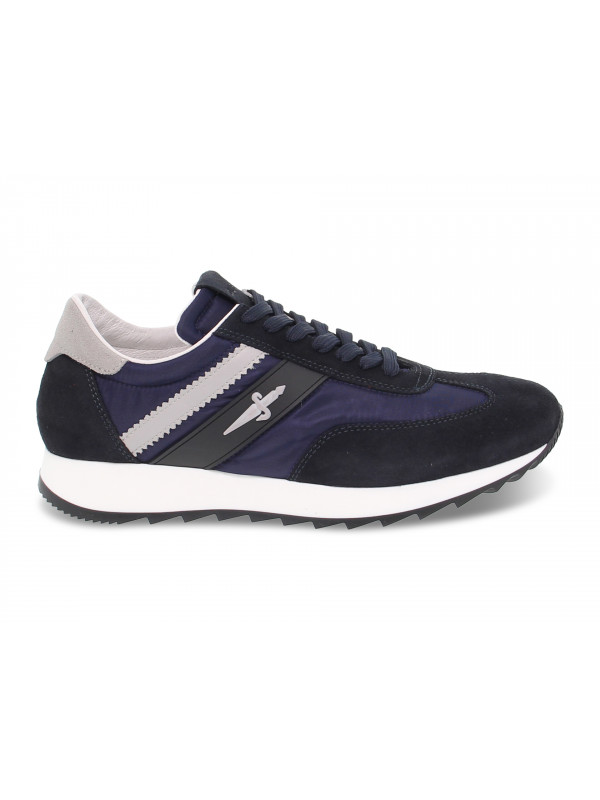 Sneakers Cesare Paciotti 4us in camoscio e nylon blu scuro e grigio