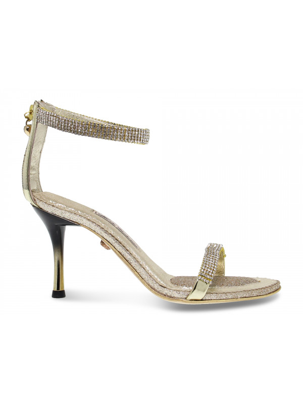 Sandalo con tacco Alberto Venturini GIOIELLO in crystal e laminato oro