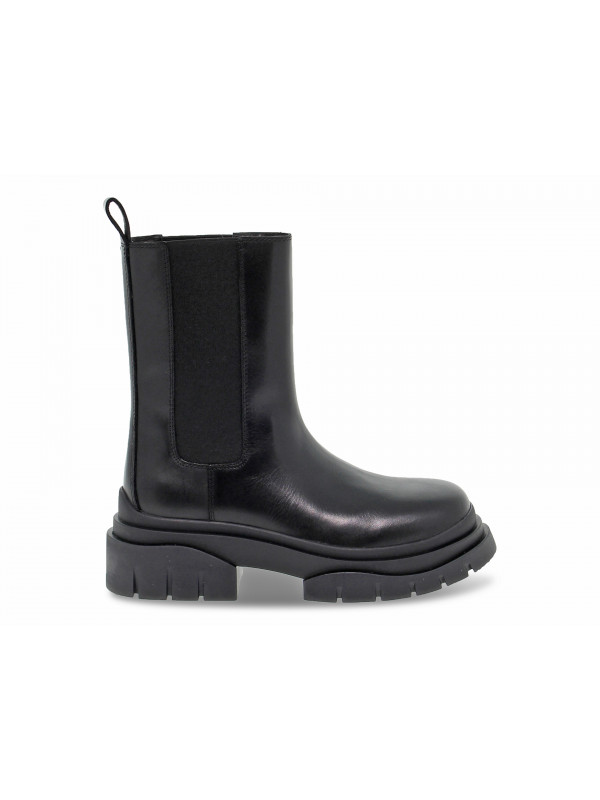 Polacco Ash STORM HIGH BEATLE in pelle nero