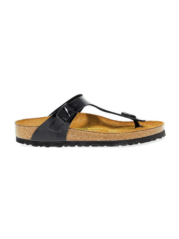 Sandalo basso Birkenstock GIZEH in birkoflor e vernice nero