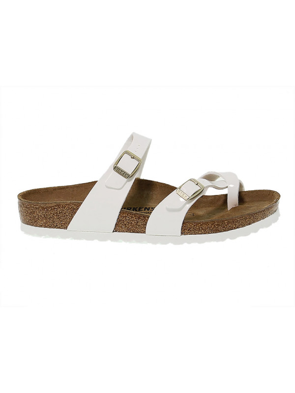 Sandalo basso Birkenstock MAYARI in birkoflor e vernice bianco