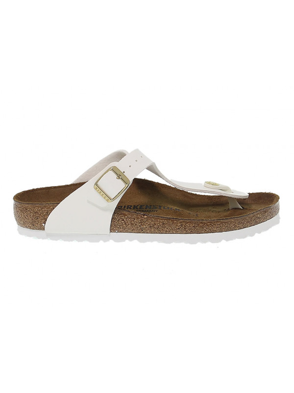 Sandalo basso Birkenstock GIZEH in birkoflor e vernice bianco