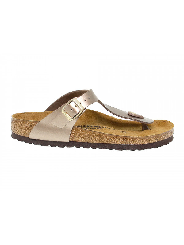 Sandalo basso Birkenstock GIZEH in birkoflor e laminato taupe