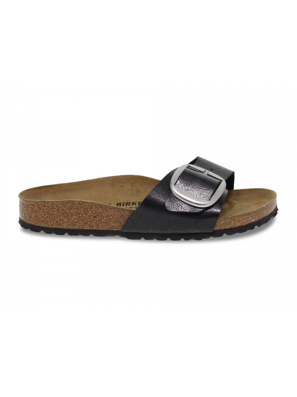 Sandalo basso Birkenstock MADRID BIG BUCKLE in birkoflor e laminato nero