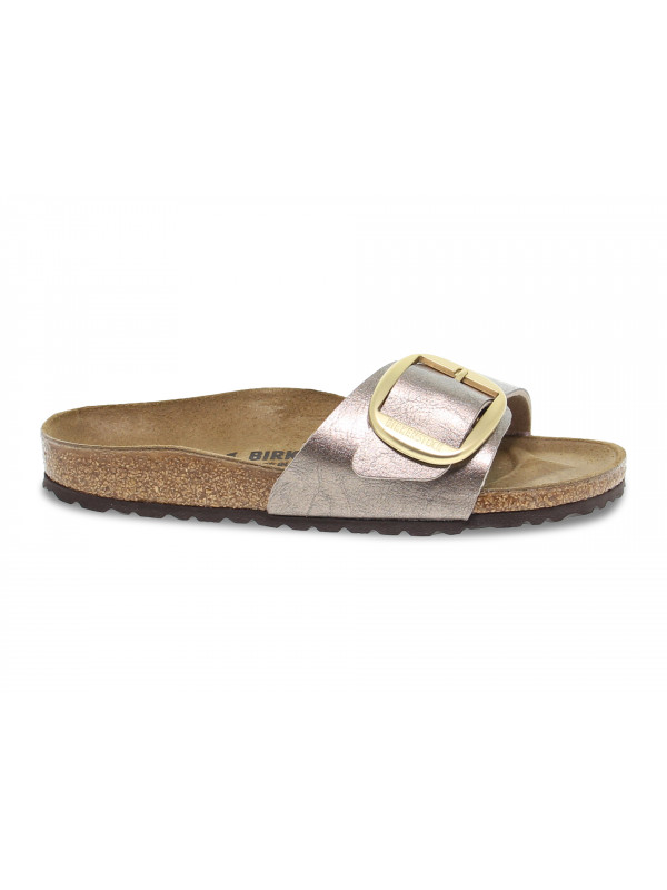 Sandalo basso Birkenstock MADRID BIG BUCKLE in birkoflor e laminato taupe