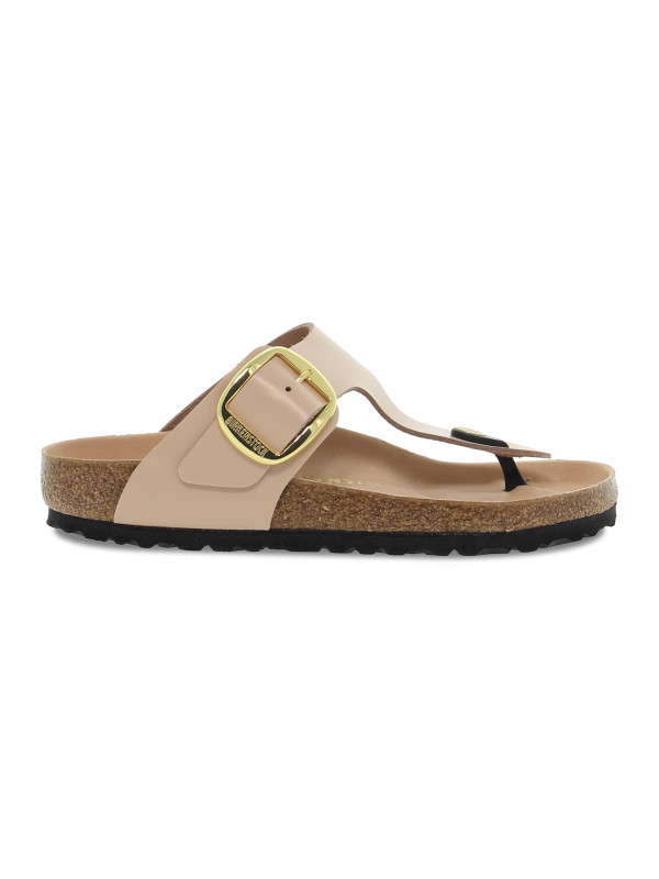 Sandalo basso Birkenstock GIZEH BIG BUCKLE in pelle e vernice beige