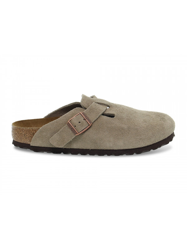 Sandalo Birkenstock BOSTON in camoscio taupe