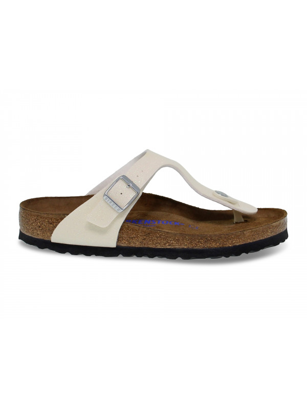 Sandalo basso Birkenstock GIZEH in birkoflor e laminato perla