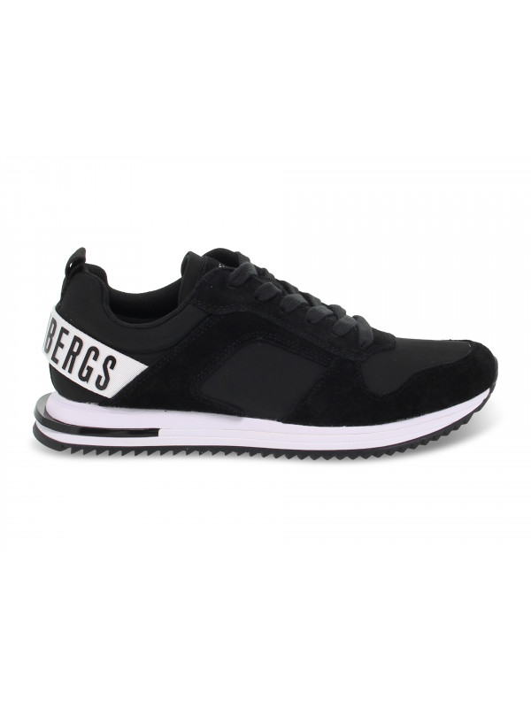 Sneakers Bikkembergs HECTOR LOW TOP LACE UP in camoscio e nylon nero e bianco