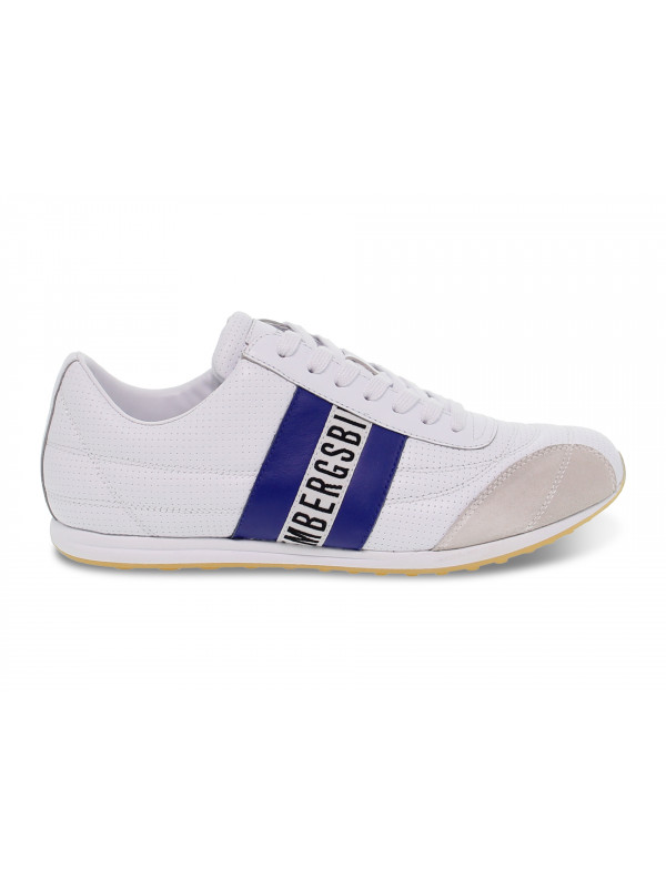 Sneakers Bikkembergs BARTHEL LOW TOP LACE UP SOCCER in nappa e camoscio bianco e bluette