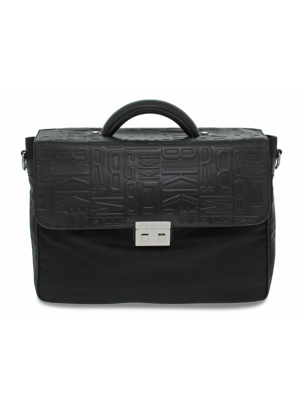 Borsa Bikkembergs BRIEF CASE in pelle e nylon nero