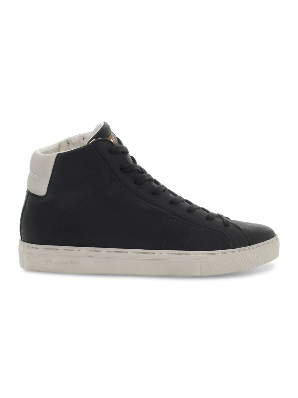 Sneakers Crime London HIGH TOP ESSENTIAL in pelle nero e bianco