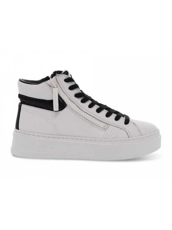 Sneakers Crime London WEIGHTLESS DOUBLE ZIP in pelle e nylon bianco e nero