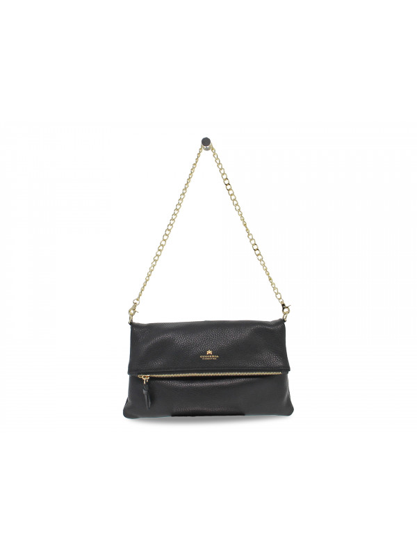 Pochette Cuoieria Fiorentina VELVET BORSA A TRACOLLA REVERSIBILE CON DOPPIA BANDOLIERA IN METALLO in pelle nero