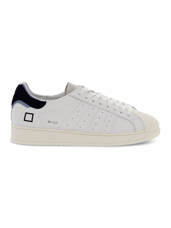 Sneakers D.A.T.E. BASE CALF WHITE-BLUE in pelle e gommato bianco e blu