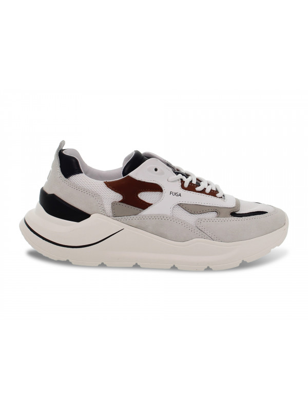 Sneakers D.A.T.E. FUGA MESH in camoscio e tessuto bianco e blu