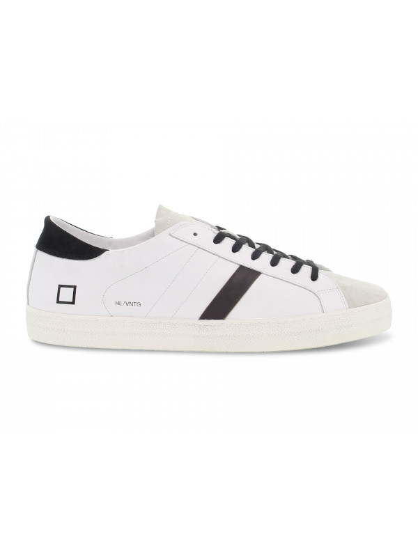 Sneakers D.A.T.E. HILL LOW VINTAGE CALF WHITE-T.MORO in pelle e camoscio bianco e testa di moro