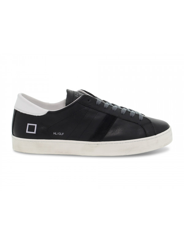 Sneakers D.A.T.E. HILL LOW CALF BLACK in pelle e camoscio nero e bianco