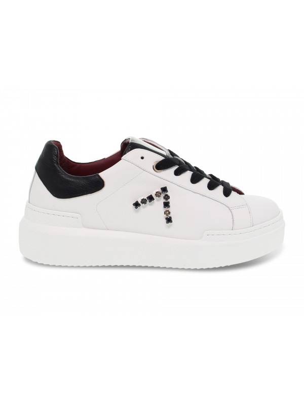 Sneakers Ed Parrish in pelle e crack bianco e nero