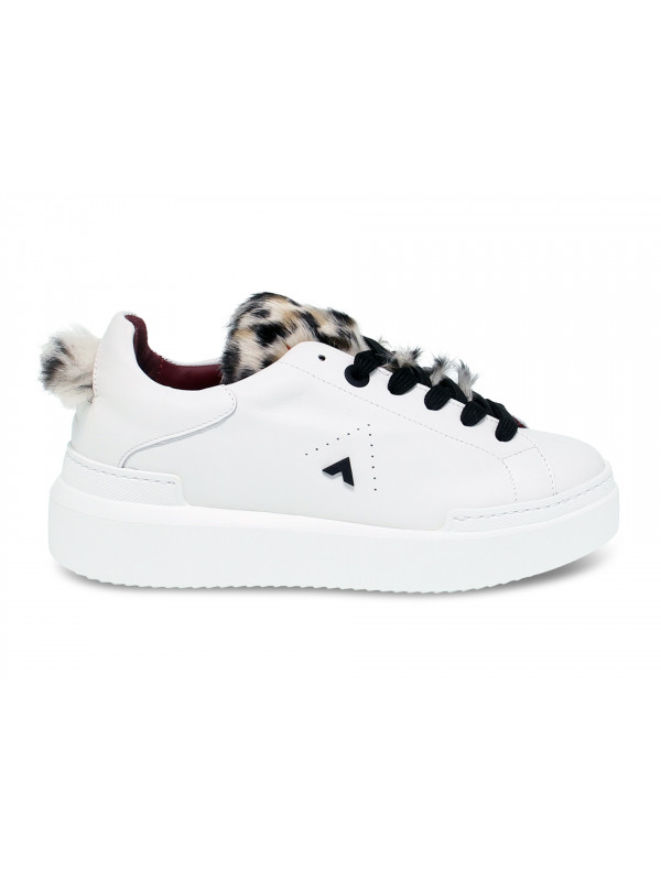 Sneakers Ed Parrish in pelle e cavallino bianco e marrone