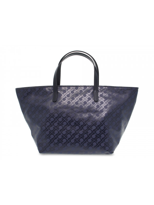 Shopping bag Gherardini EASY SHOPPING BAG GRANDE MEZZANOTTE in tessuto e pelle blu