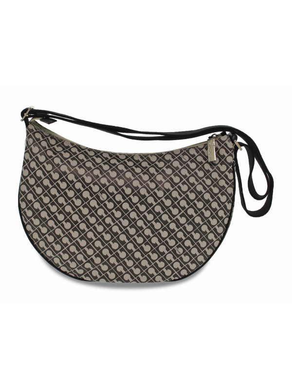 Borsa a tracolla Gherardini SOFTY CROSSBODY LUGGAGE in tessuto e pelle grigio e nero