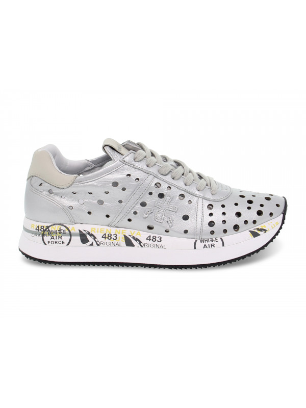 Sneakers Premiata CONNY in laminato argento