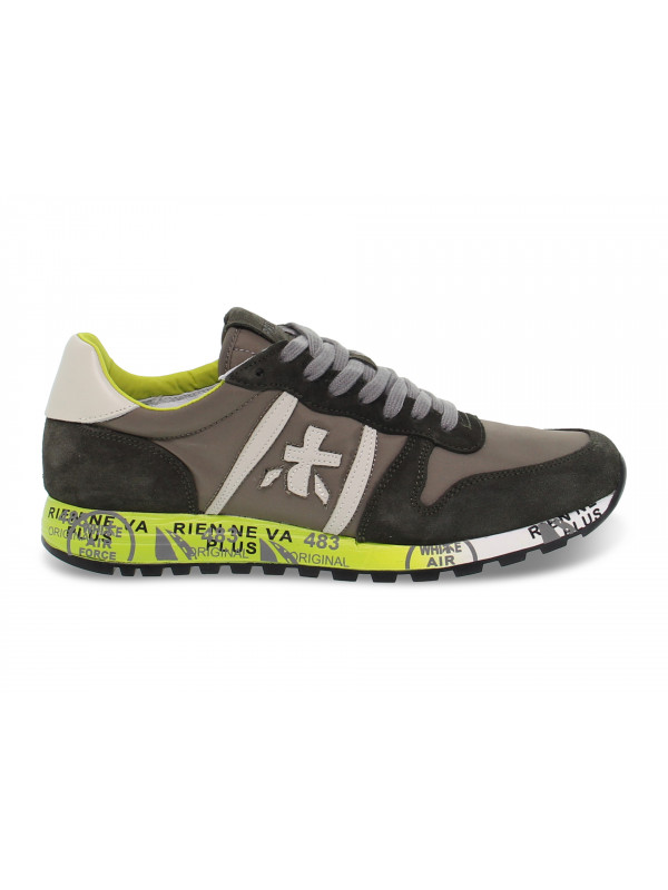 Sneakers Premiata ERIC in camoscio e nylon verde e grigio