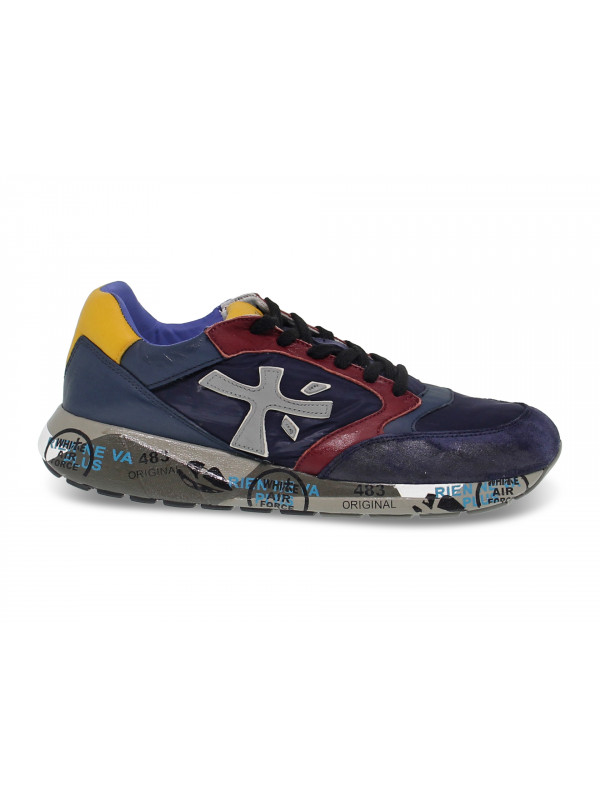 Sneakers Premiata ZAC ZAC in camoscio e nylon blu e rosso