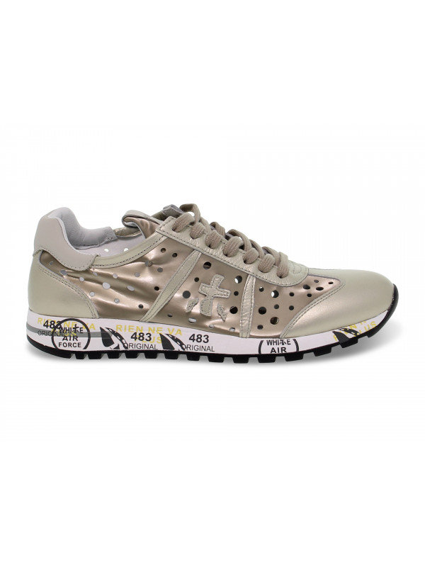 Sneakers Premiata LUCY D in laminato oro e platino