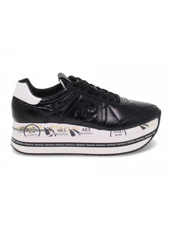 Sneakers Premiata BETH in nylon e pelle nero e bianco