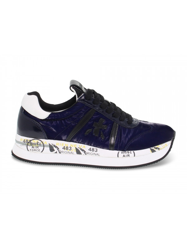 Sneakers Premiata CONNY in tessuto e vernice blu e bianco