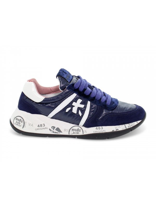 Sneakers Premiata LAYLA in nylon e camoscio blu e bianco