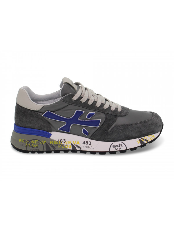 Sneakers Premiata MICK in camoscio e nylon grigio e bluette