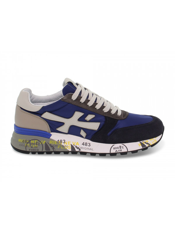 Sneakers Premiata MICK in camoscio e nylon blu e grigio