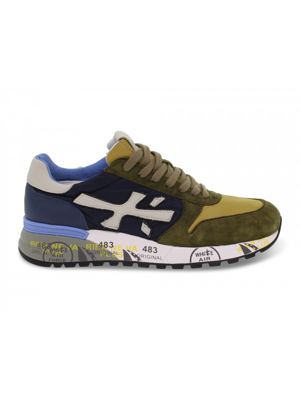 Sneakers Premiata MICK in camoscio e nylon verde e blu