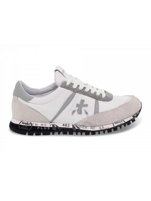 Sneakers Premiata SEAN in nylon e camoscio bianco e grigio