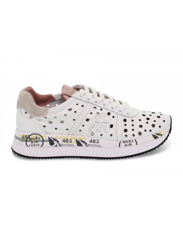 Sneakers Premiata CONNY in pelle e camoscio bianco e rosa