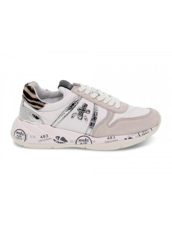 Sneakers Premiata LAYLA in nylon e laminato bianco e argento