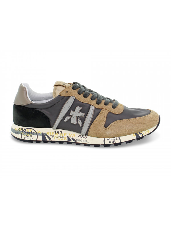 Sneakers Premiata ERIC in camoscio e nylon grigio e beige