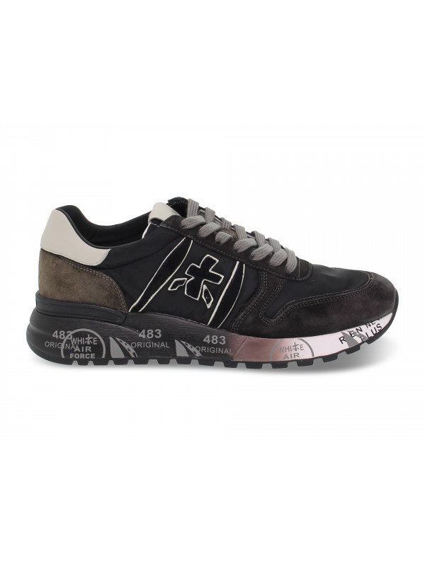 Sneakers Premiata LANDER in camoscio e nylon grigio e nero