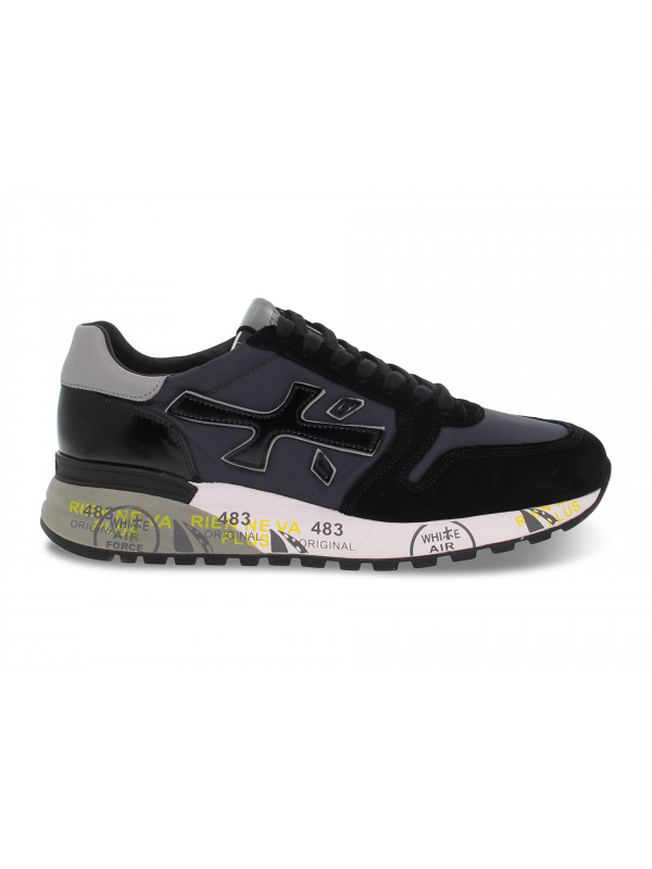 Sneakers Premiata MICK in camoscio e nylon nero e grigio scuro