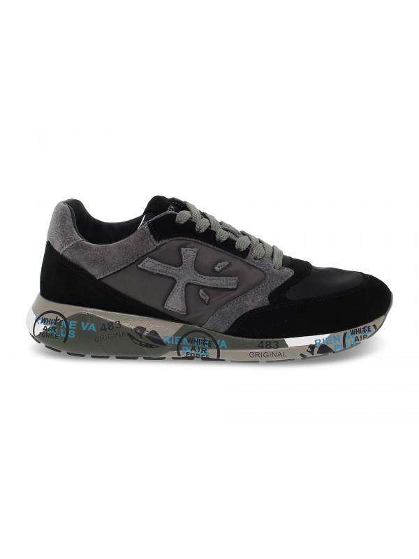 Sneakers Premiata ZAC ZAC in camoscio e nylon nero e grigio