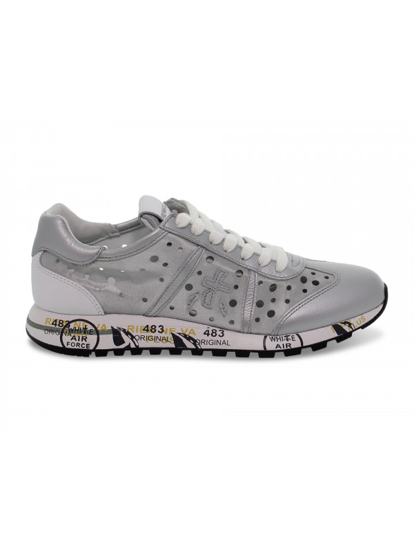 Sneakers Premiata LUCY D in nylon e laminato argento e bianco