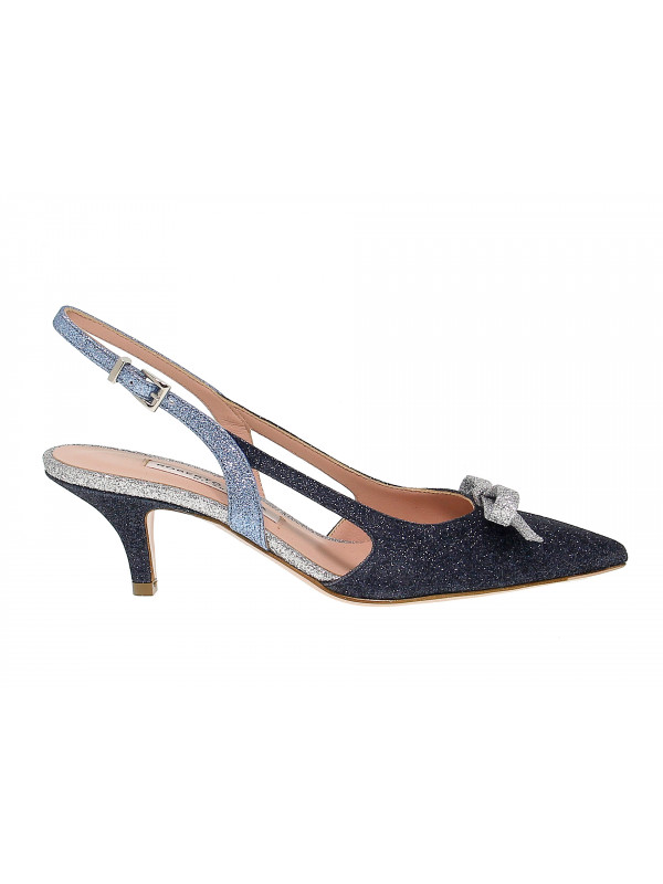 Sandalo basso Roberto Festa Milano CHIARAFERRAGNI in glitter blu e argento