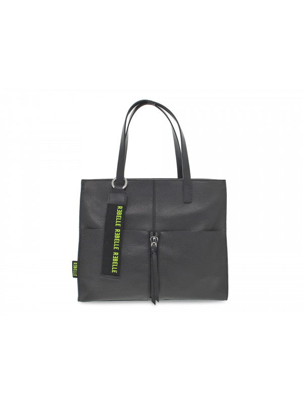 Shopping bag Rebelle ARIANNA SHOPPING DOLLARO BLACK in pelle nero