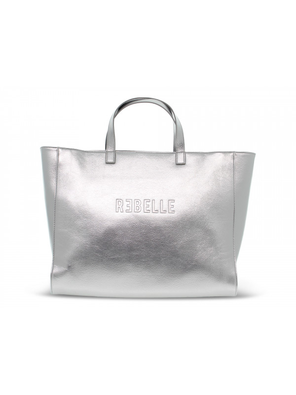 Shopping bag Rebelle ASHANTI SHOPPING PATENT NAPLACK in vernice argento