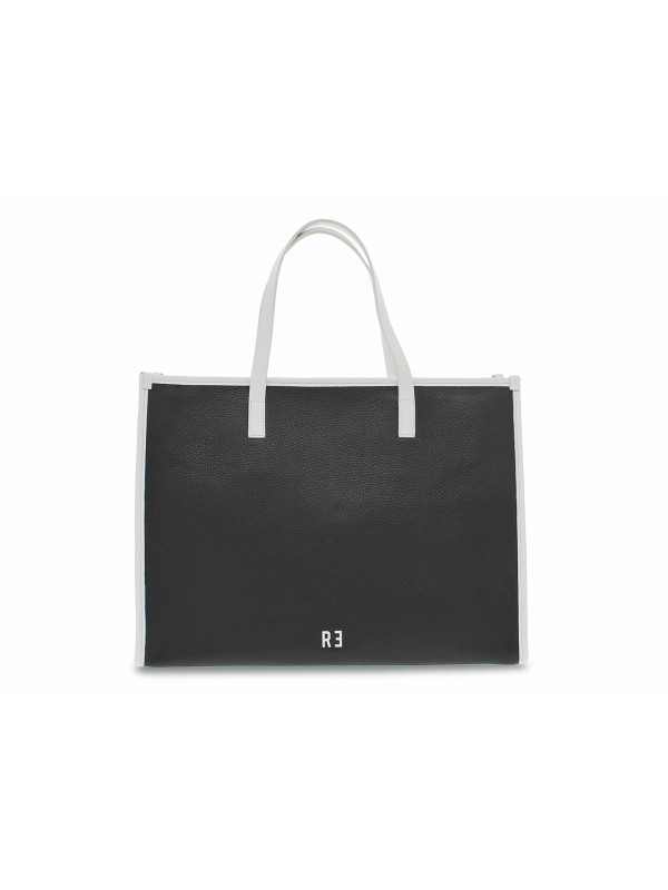Shopping bag Rebelle ASPERA SHOPPING L DOLLARO BLACK in pelle nero e bianco